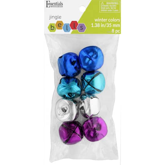 Essentials by Leisure Arts 1.38&#x22; Winter Colors Jingle Bells, 8ct.